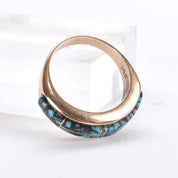 Signed 14K Gold and Inlaid Turquoise Ring