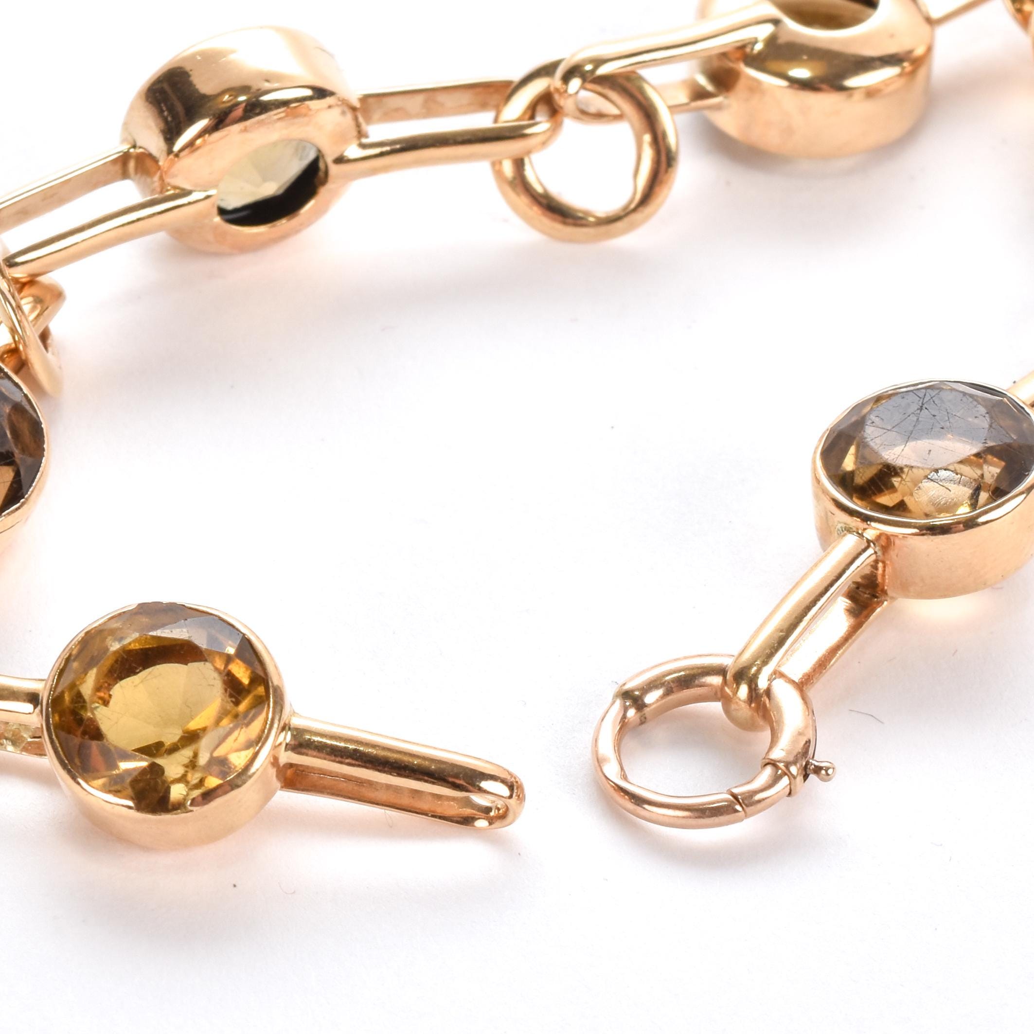 14K Gold and Citrine Large Link Bracelet