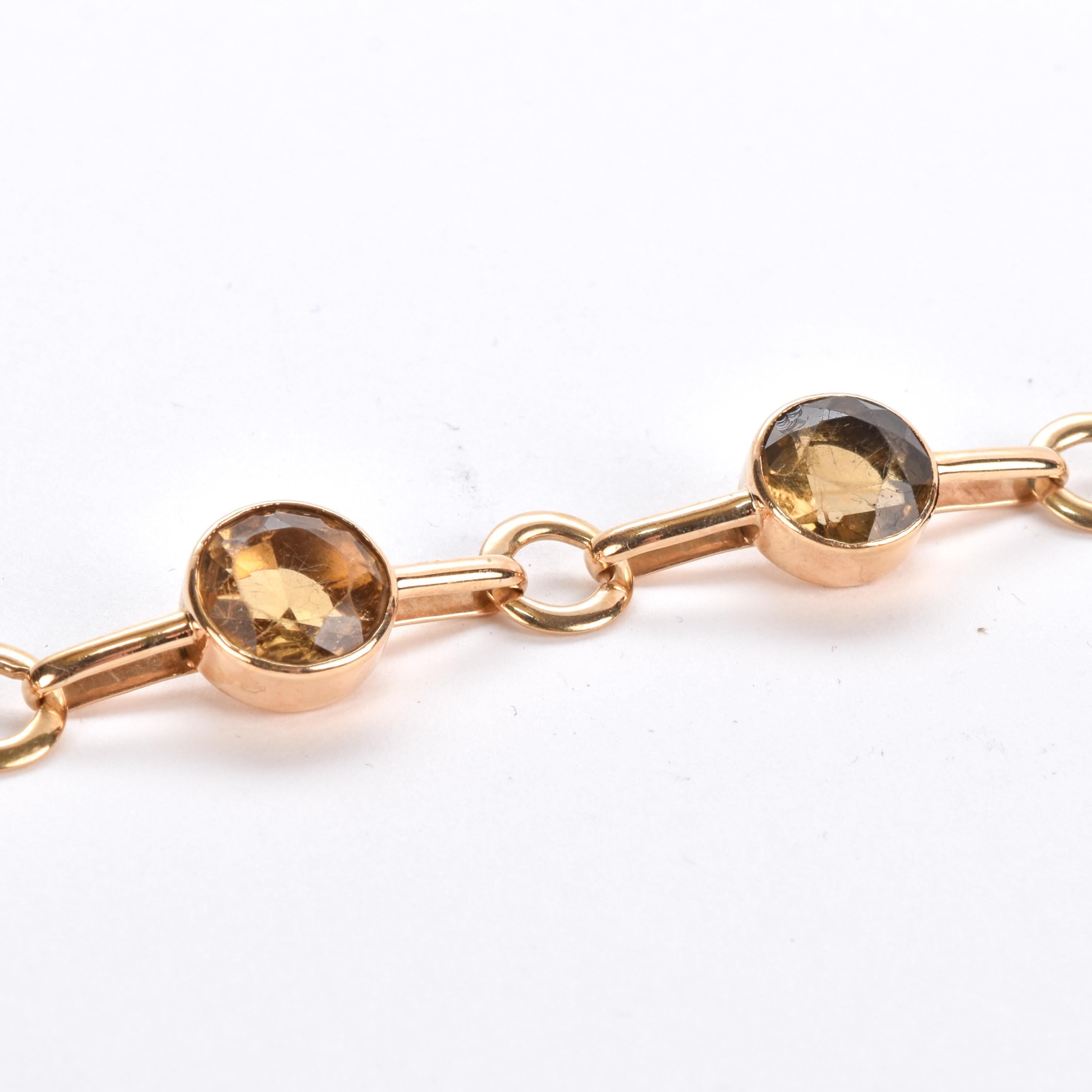 14K Gold and Citrine Large Link Bracelet