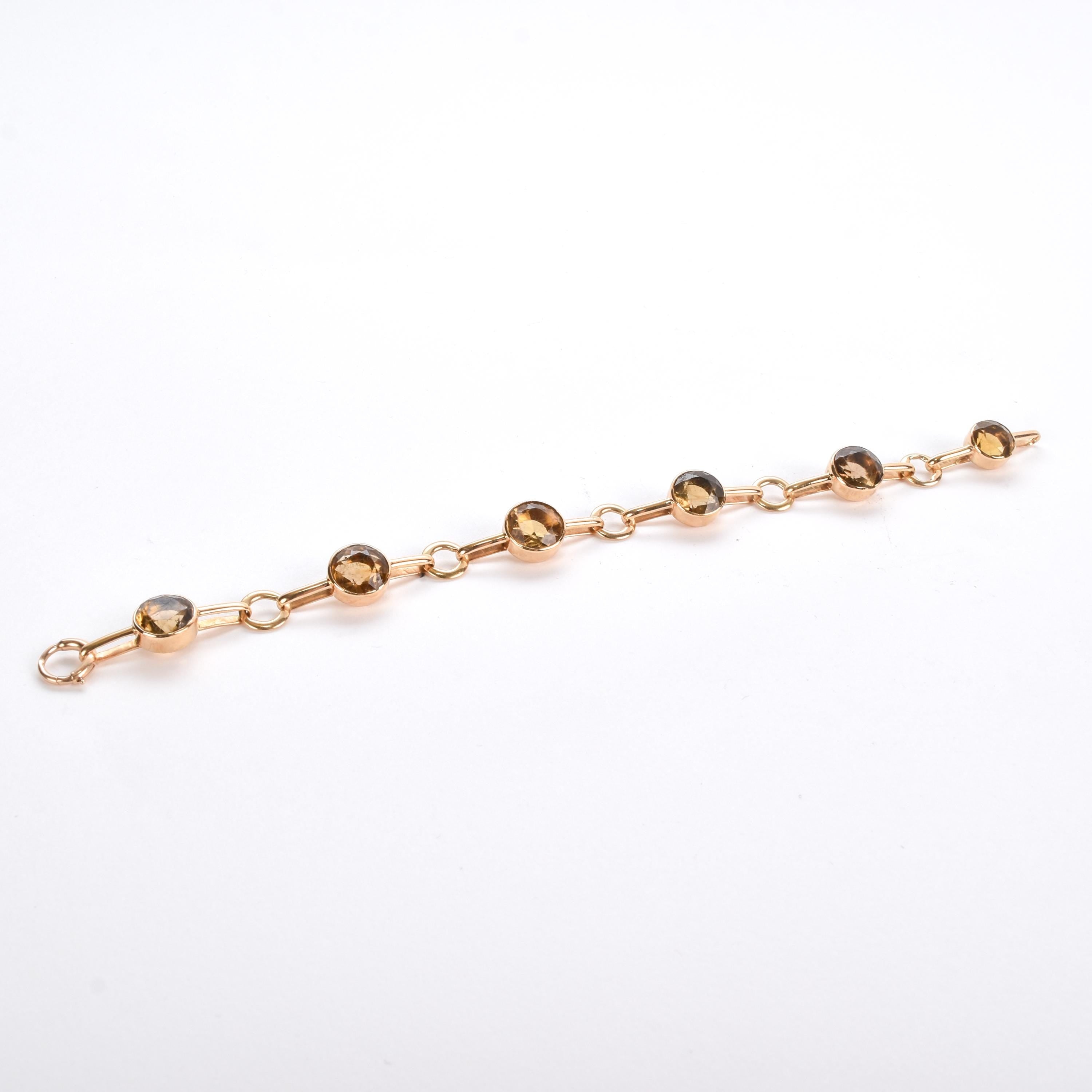 14K Gold and Citrine Large Link Bracelet