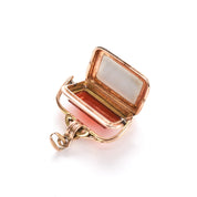 14K Gold Black Onyx and Carnelian Spinner Fob Locket