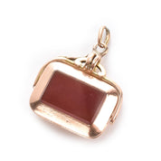 14K Gold Black Onyx and Carnelian Spinner Fob Locket
