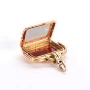 14K Gold Black Onyx and Carnelian Spinner Fob Locket