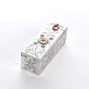 Italian 800 Silver Refillable Etched Lipstick Tube with Mirror