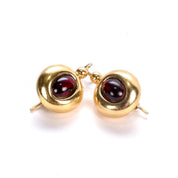 14K Gold and Garnet Cabochon Drop Earrings