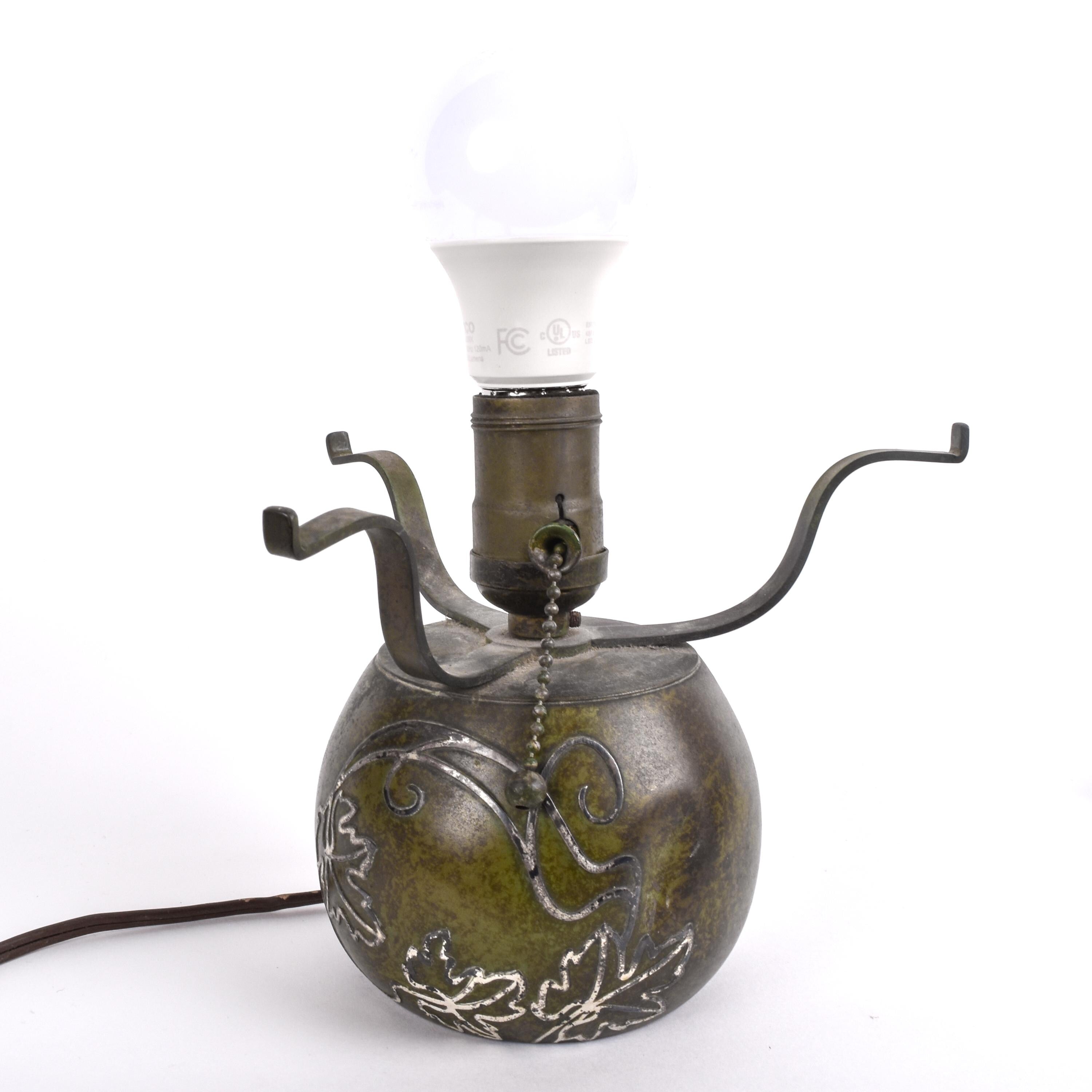 Heintz Art Grapes Boudoir Lamp in Silver and Bronze ca. 1910