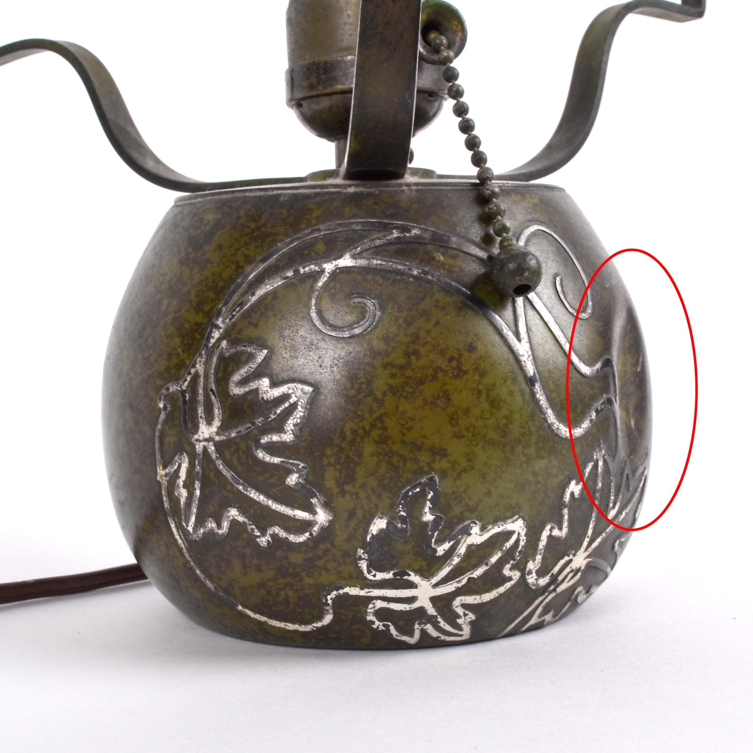 Heintz Art Grapes Boudoir Lamp in Silver and Bronze ca. 1910