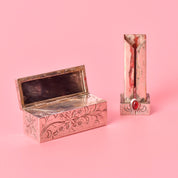 Italian 800 Silver Refillable Etched Lipstick Tube with Mirror