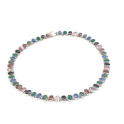 Multi-Gemstone Sterling Silver Chain Link Necklace