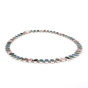 Multi-Gemstone Sterling Silver Chain Link Necklace