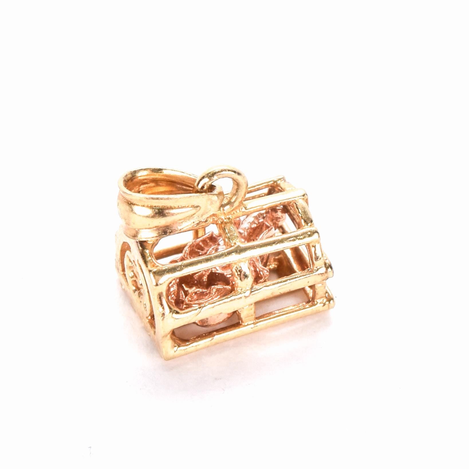 14K Gold Two-Tone Lobster Cage Pendant