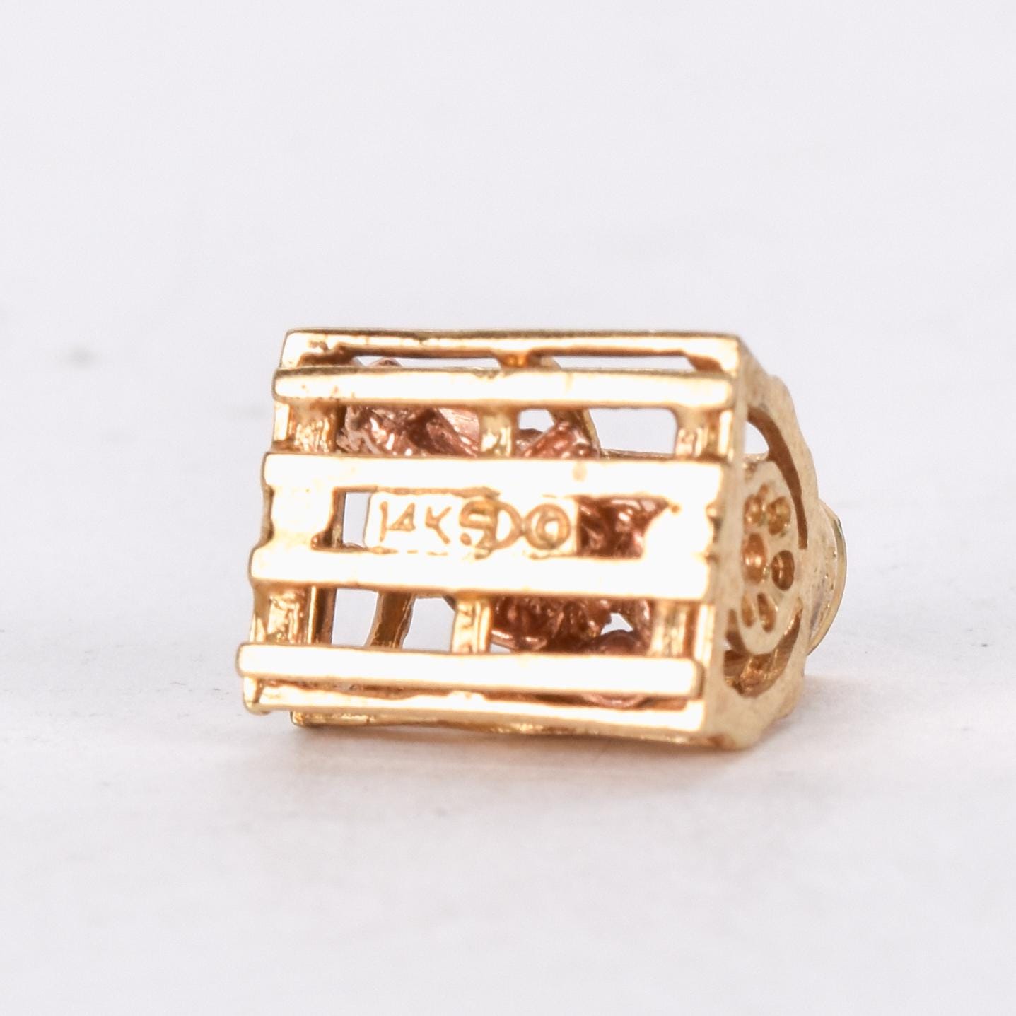 14K Gold Two-Tone Lobster Cage Pendant