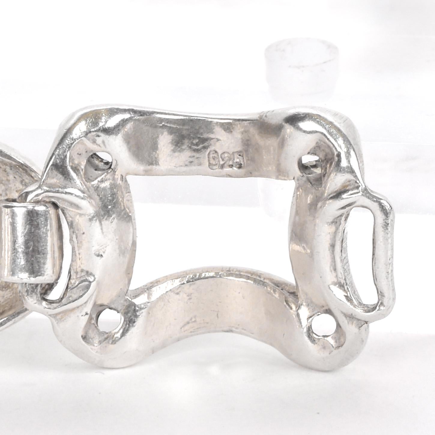 Sterling Silver Square and Sphere Link Bracelet