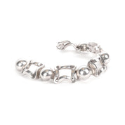 Sterling Silver Square and Sphere Link Bracelet