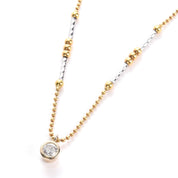 18K Two-Tone Gold Necklace with Solitaire Diamond Pendant