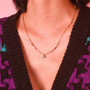 18K Two-Tone Gold Necklace with Solitaire Diamond Pendant