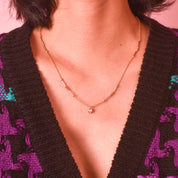 18K Two-Tone Gold Necklace with Solitaire Diamond Pendant