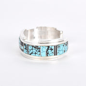Turquoise and Black Onyx Sterling Silver Inlay Cuff