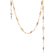 14K Gold Citrine and Pearl Beaded Necklace