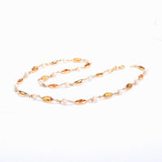 14K Gold Citrine and Pearl Beaded Necklace