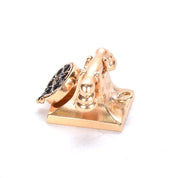 14K Gold Articulating Rotary Phone Pendant Charm