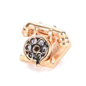 14K Gold Articulating Rotary Phone Pendant Charm