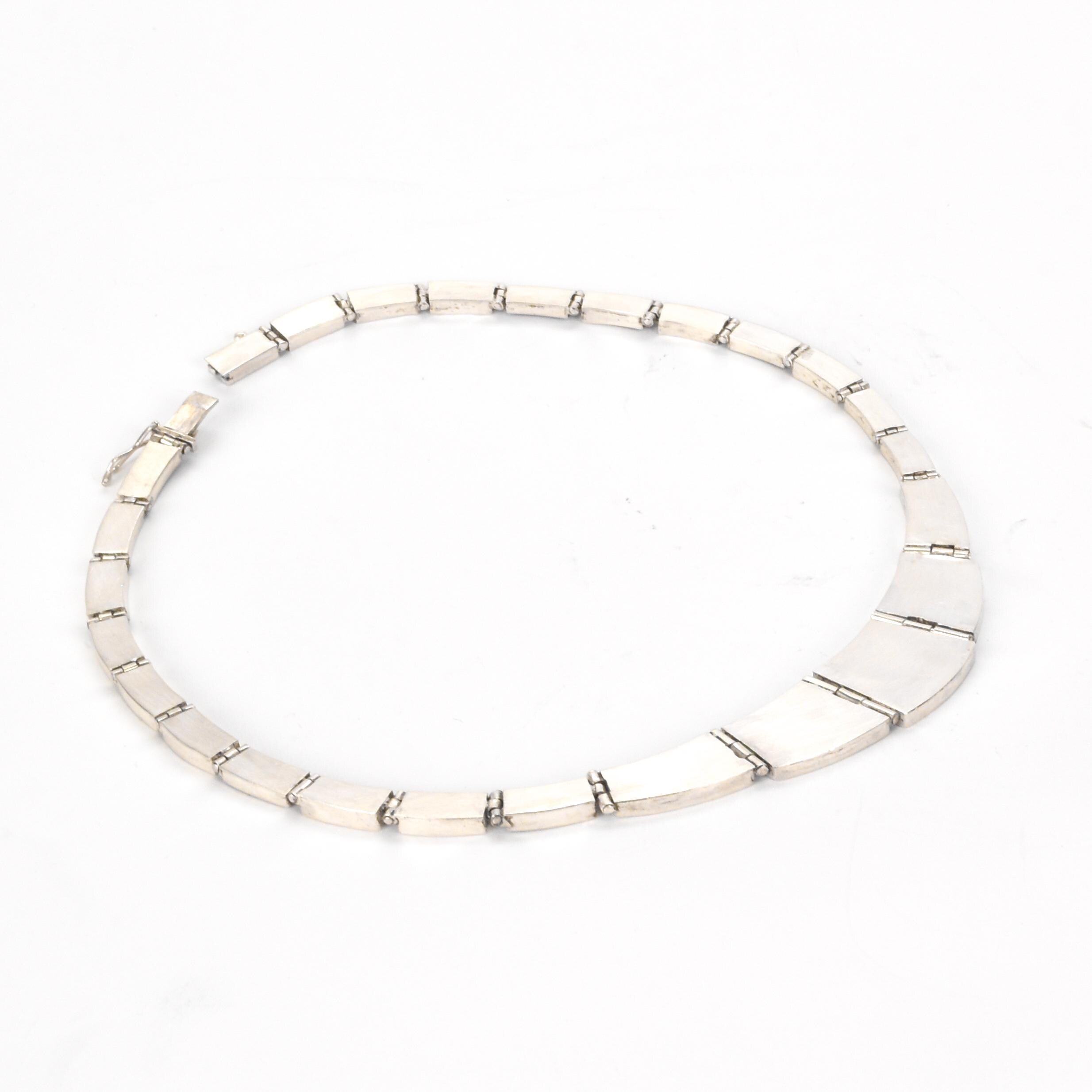 Mexican 950 Silver Malachite and Lapis Lazuli Link Necklace