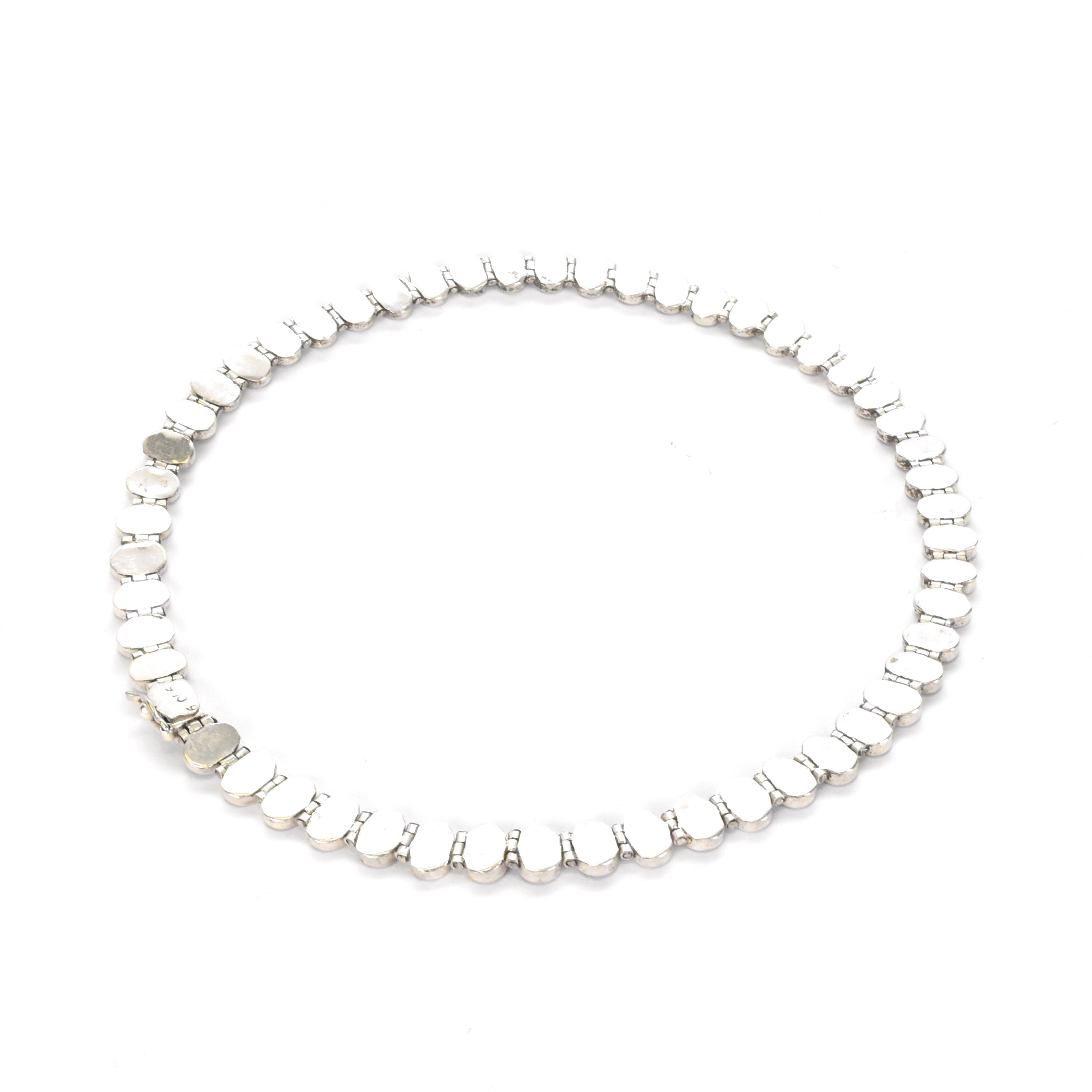 Multi-Gemstone Sterling Silver Chain Link Necklace