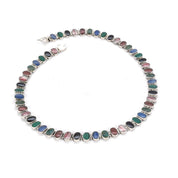Multi-Gemstone Sterling Silver Chain Link Necklace