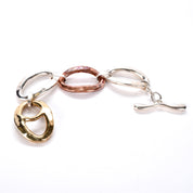 Three-Tone Silver. Brass, and Copper Chunky Link Bracelet