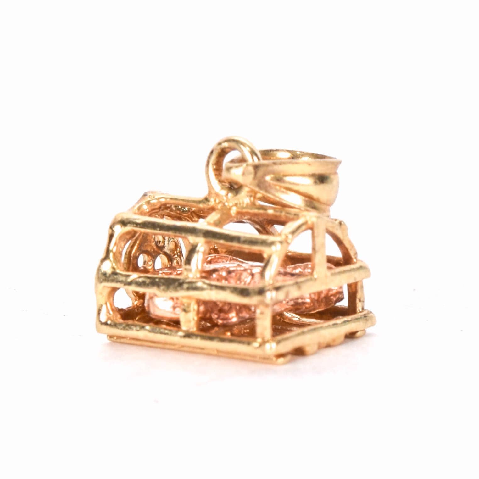 14K Gold Two-Tone Lobster Cage Pendant