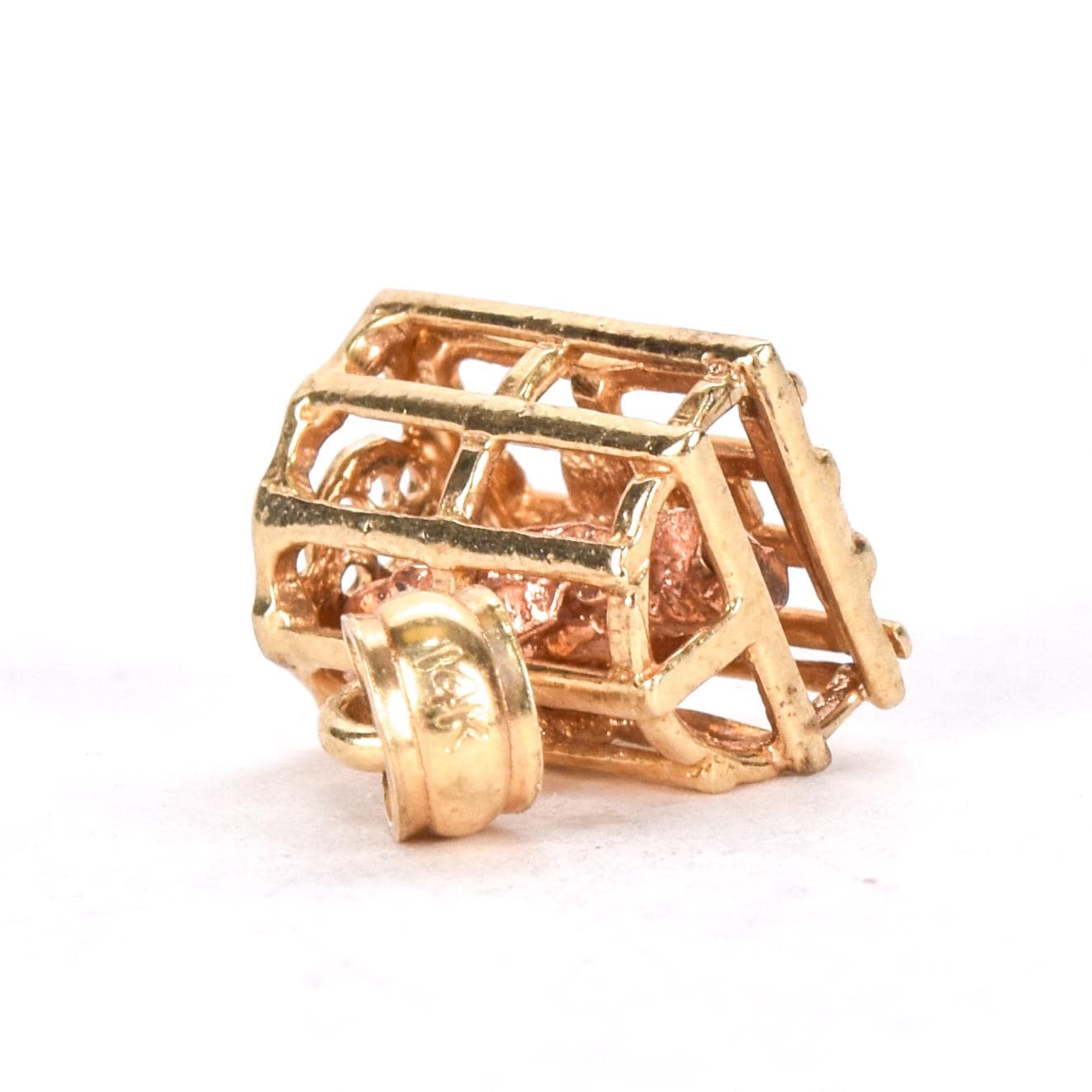 14K Gold Two-Tone Lobster Cage Pendant