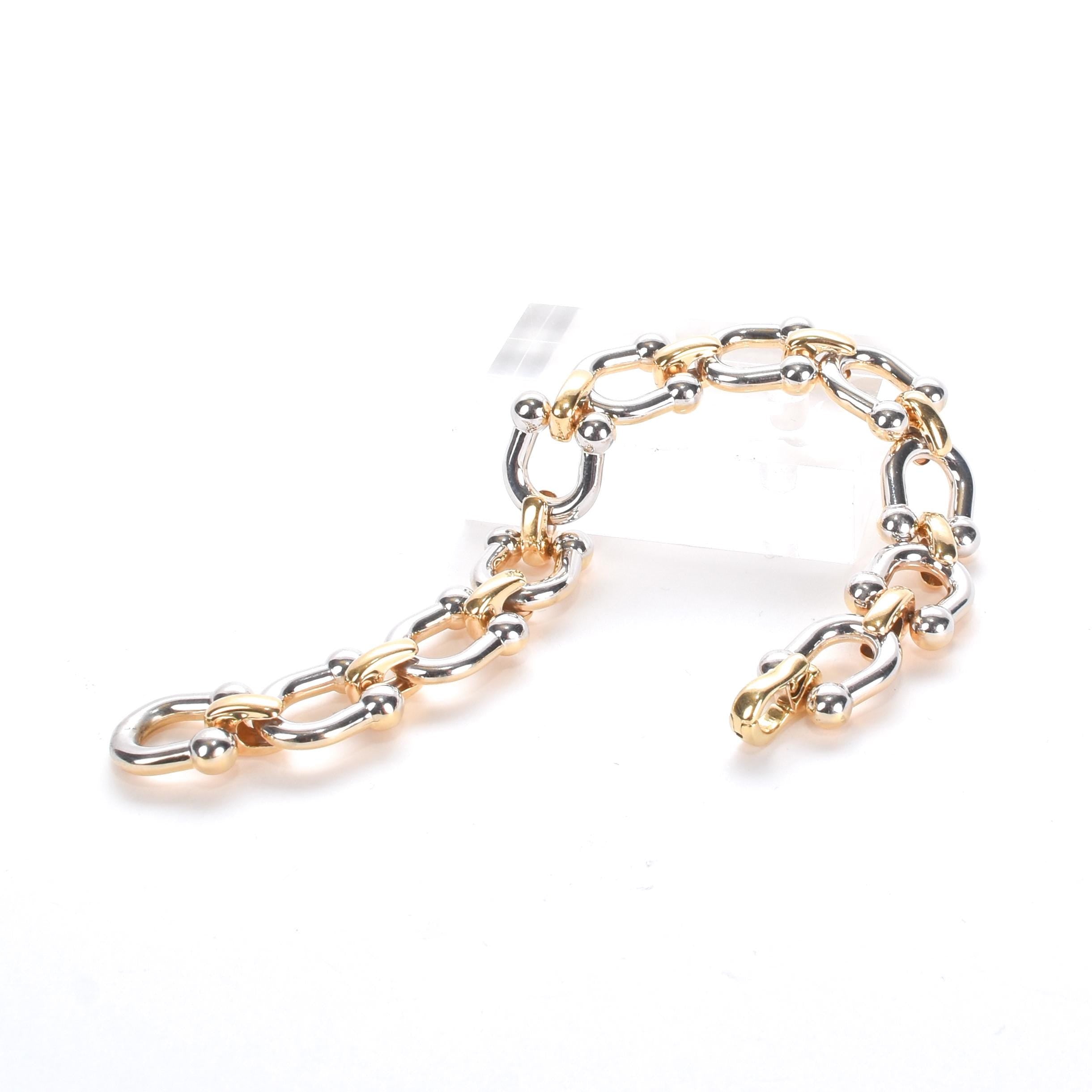 14K Two-Tone Gold Horseshoe Link Bracelet