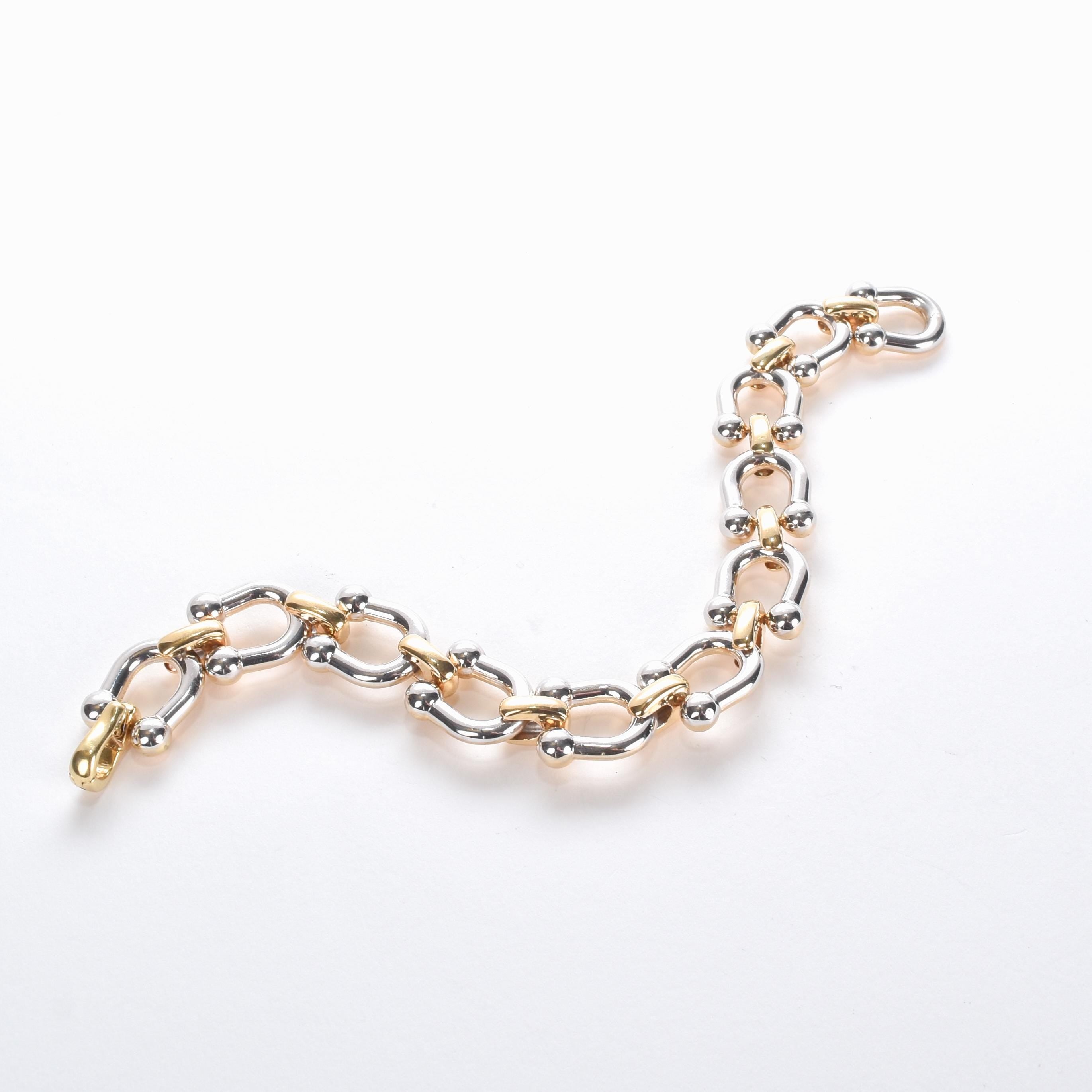 14K Two-Tone Gold Horseshoe Link Bracelet