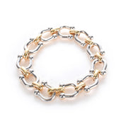 14K Two-Tone Gold Horseshoe Link Bracelet