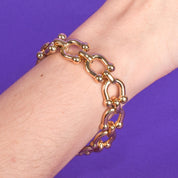 14K Two-Tone Gold Horseshoe Link Bracelet