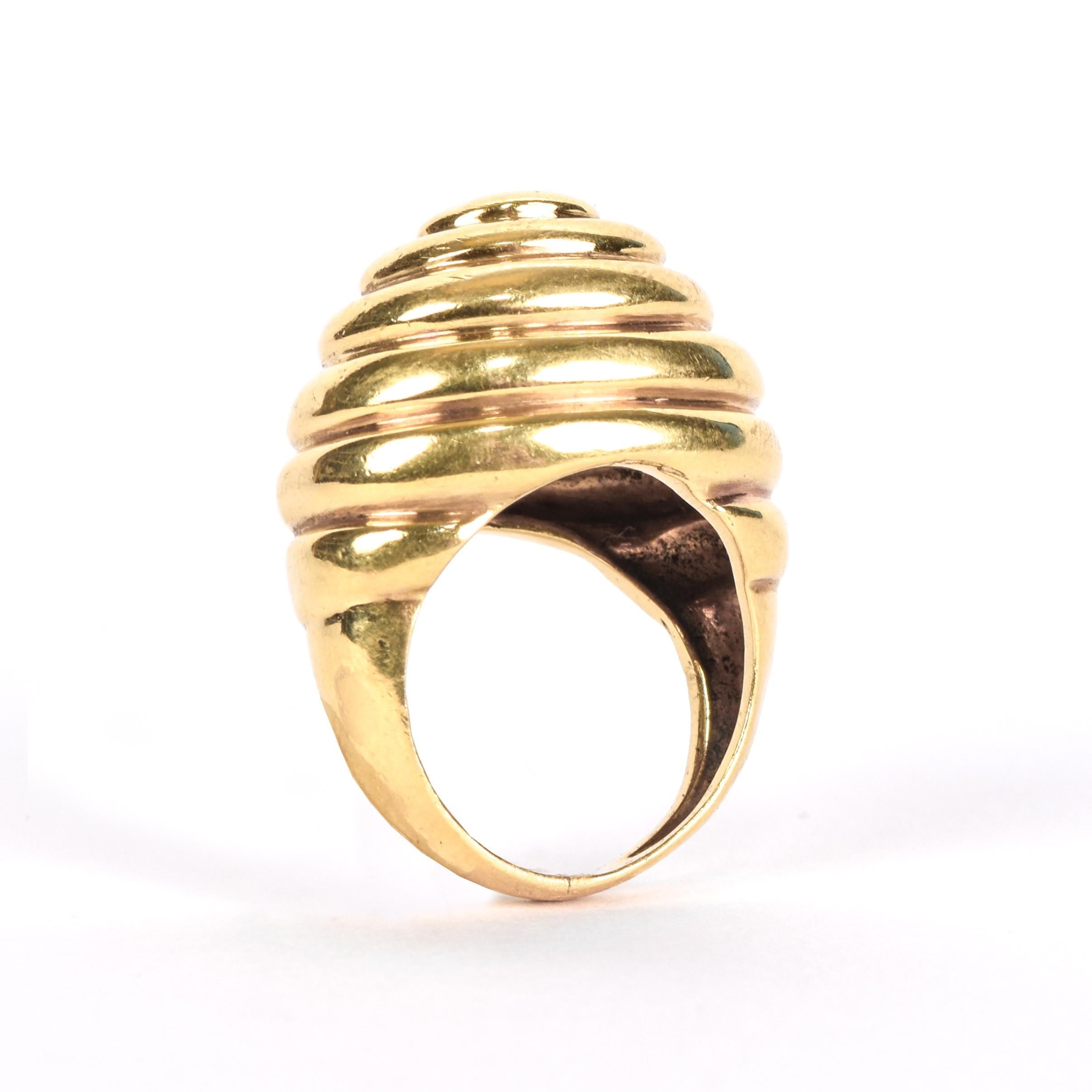 18K Gold Beehive Statement Ring