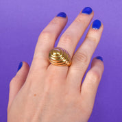 18K Gold Beehive Statement Ring