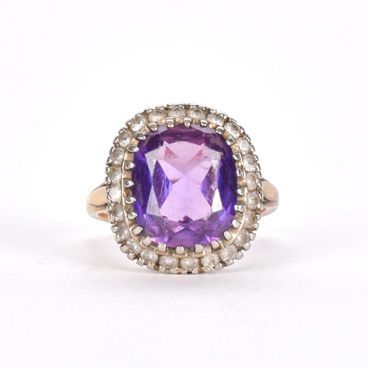Victorian 10K Cushion Cut Amethyst Ring