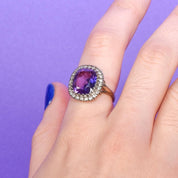 Victorian 10K Cushion Cut Amethyst Ring