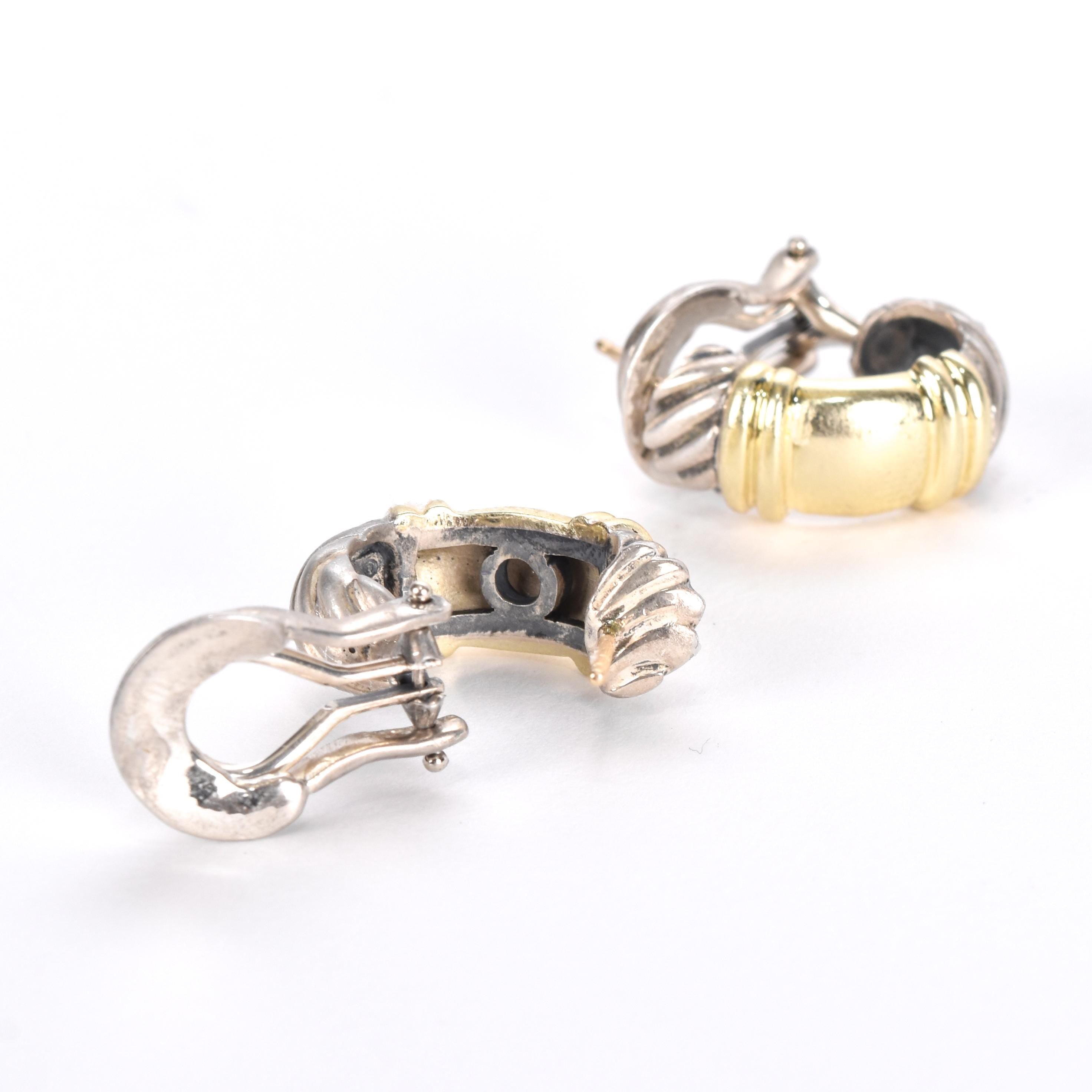Vintage David Yurman Sterling and 14K Gold Cable Shrimp Earrings