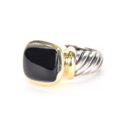 Vintage David Yurman Onyx Noblesse Ring in 925 Silver and 14K Gold