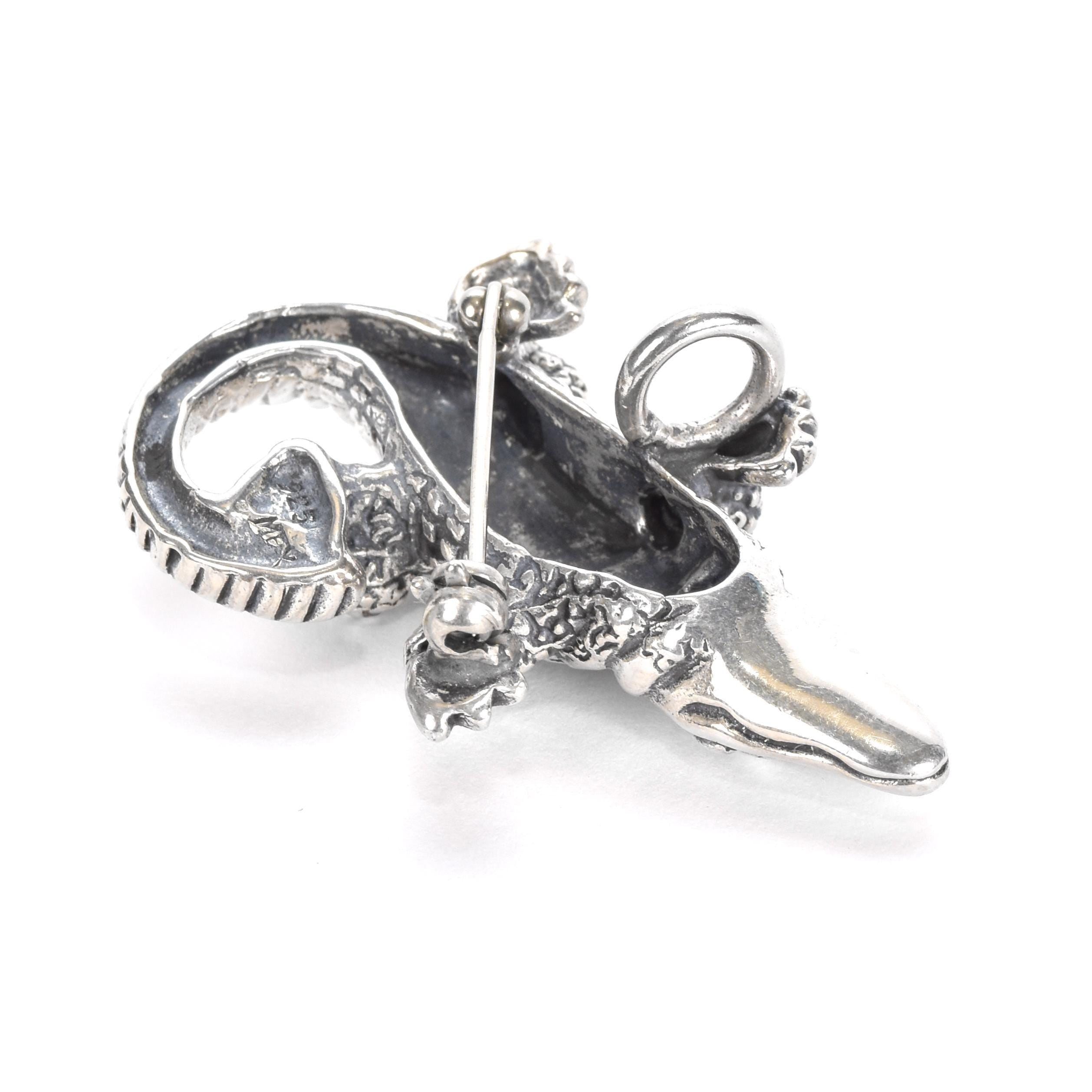 Sterling Silver Alligator Pendant/Brooch