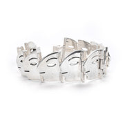 Sterling Silver Modernist Face Link Bracelet