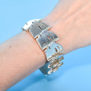 Sterling Silver Modernist Face Link Bracelet