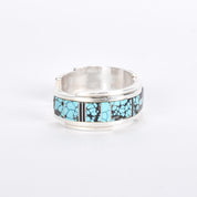 Turquoise and Black Onyx Sterling Silver Inlay Cuff