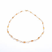 14K Gold Citrine and Pearl Beaded Necklace