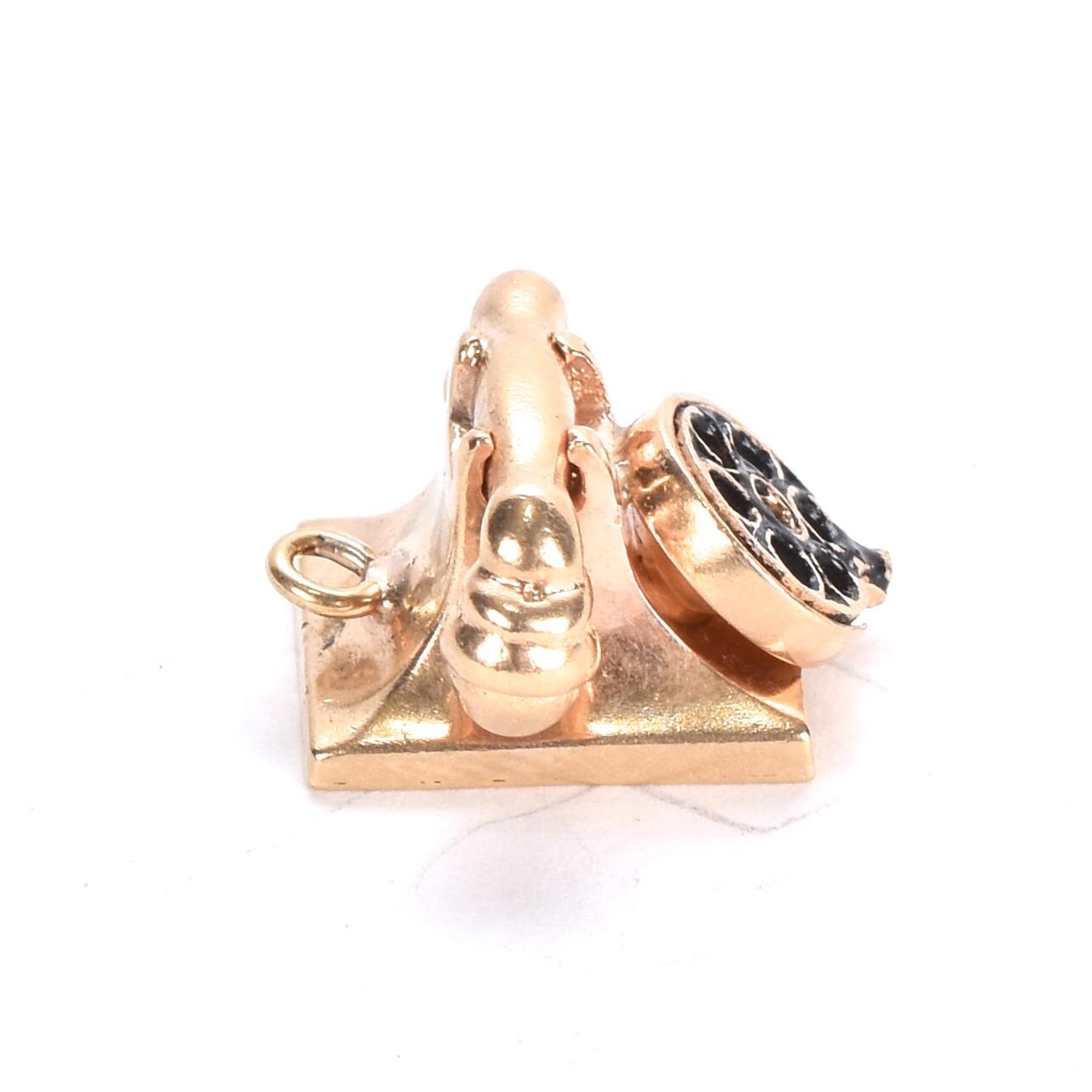 14K Gold Articulating Rotary Phone Pendant Charm