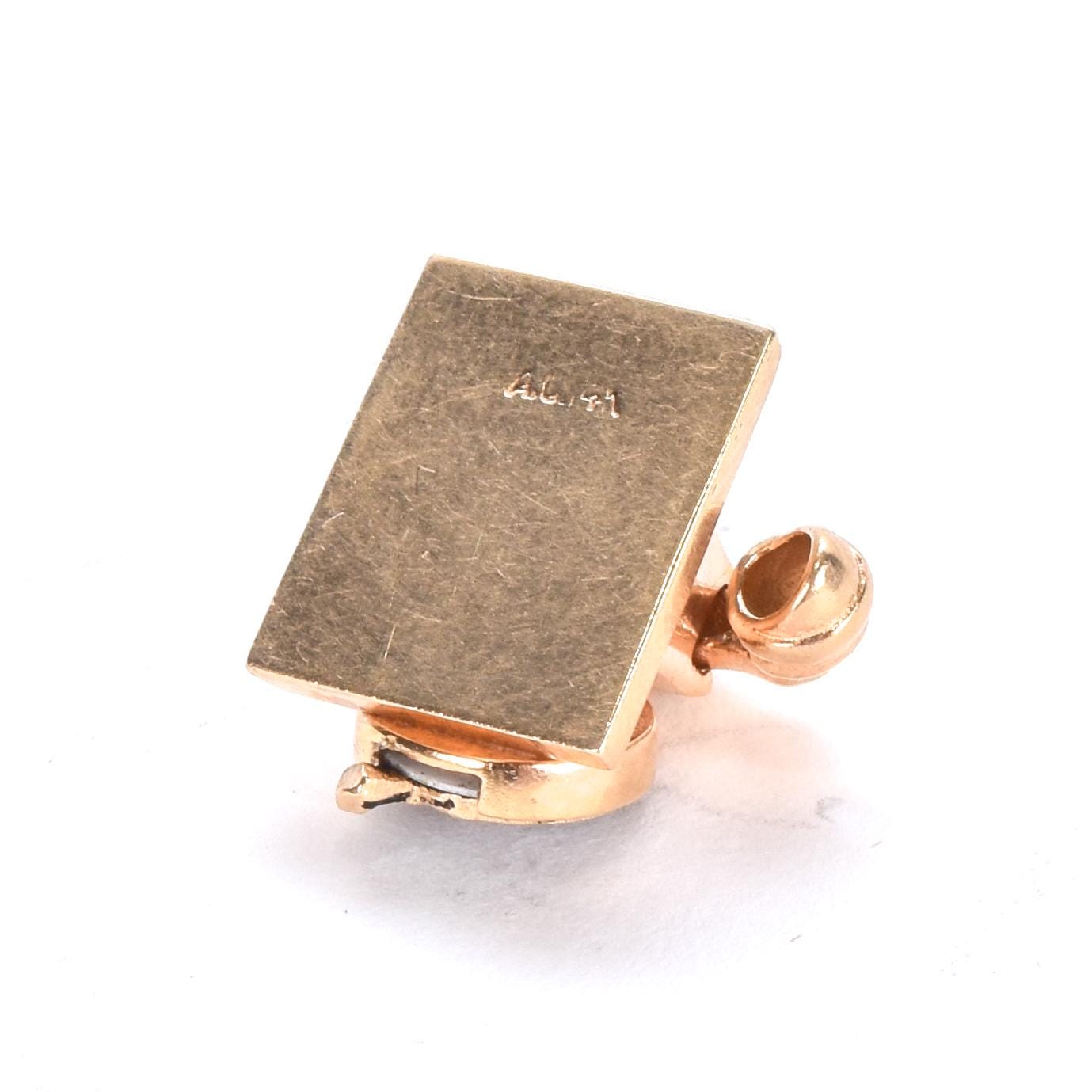 14K Gold Articulating Rotary Phone Pendant Charm
