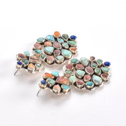 1970s Oscar Betz Multi-Stone Silver Chandelier Earrings